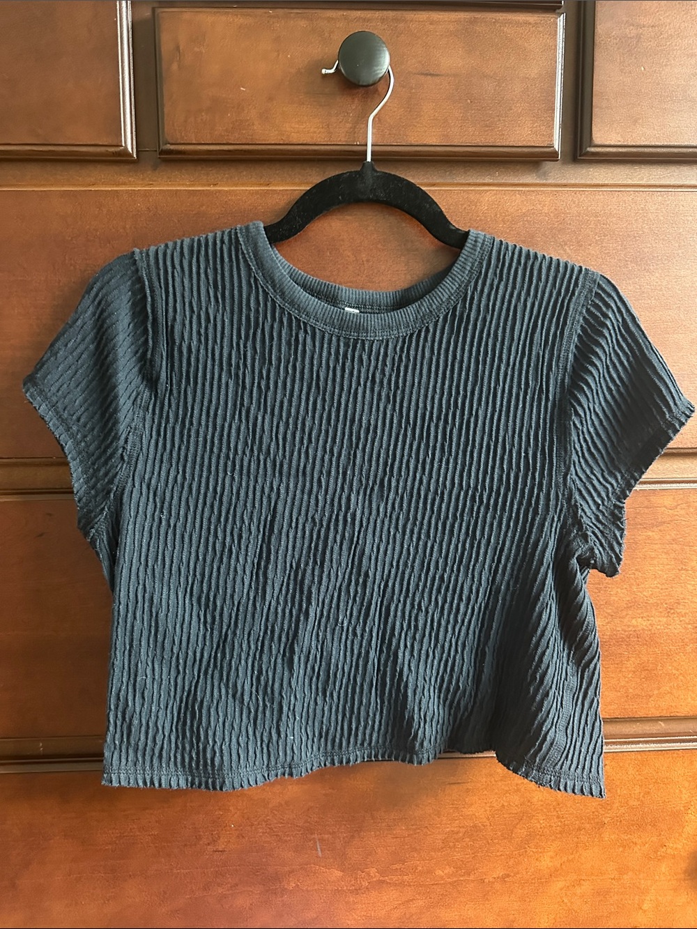 FP Movement by Free People Black Textured Crop Tee